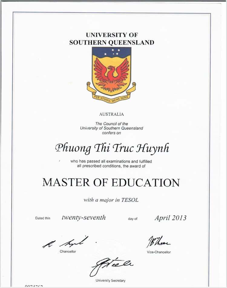 Huỳnh Thị Trúc Phương Tốt Nghiệp Master of Education in TESOL