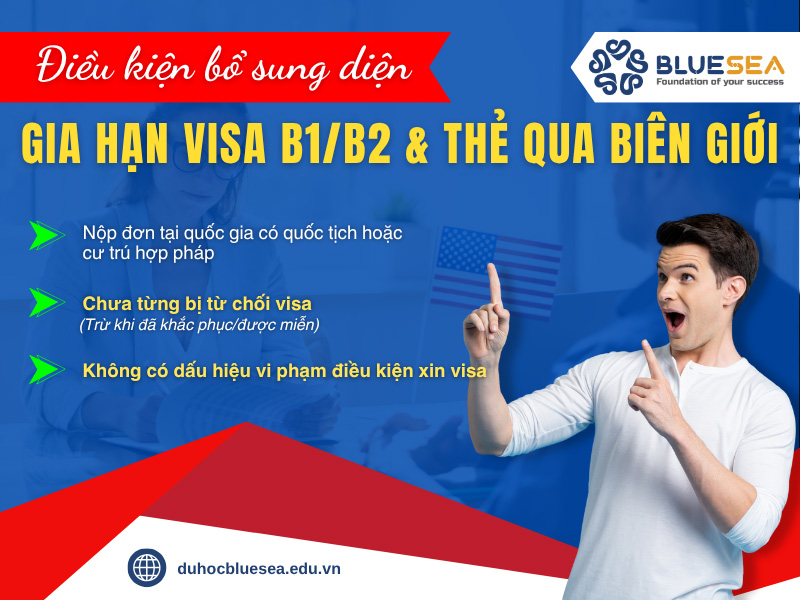 Điều kiện bổ sung miễn phỏng vấn gia hạn Visa B1/B2 và thẻ qua biên giới