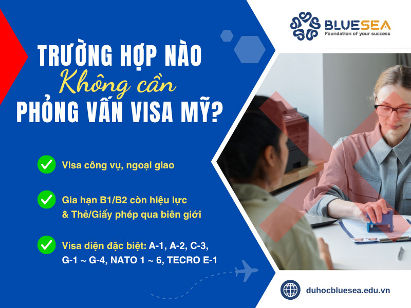 Trường hợp nào không cần phỏng vấn Visa Mỹ?