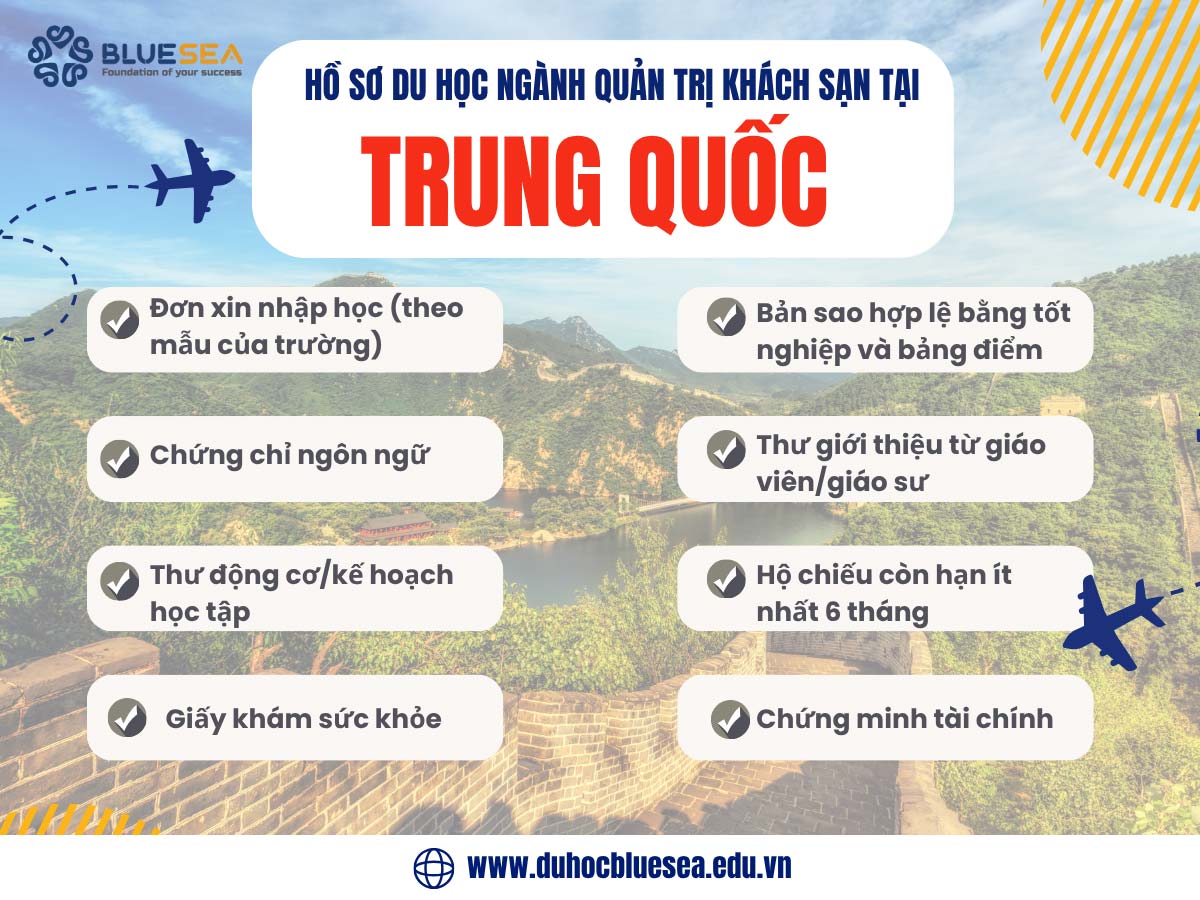 Hồ sơ du học ngành quản trị khách sạn tại Trung Quốc