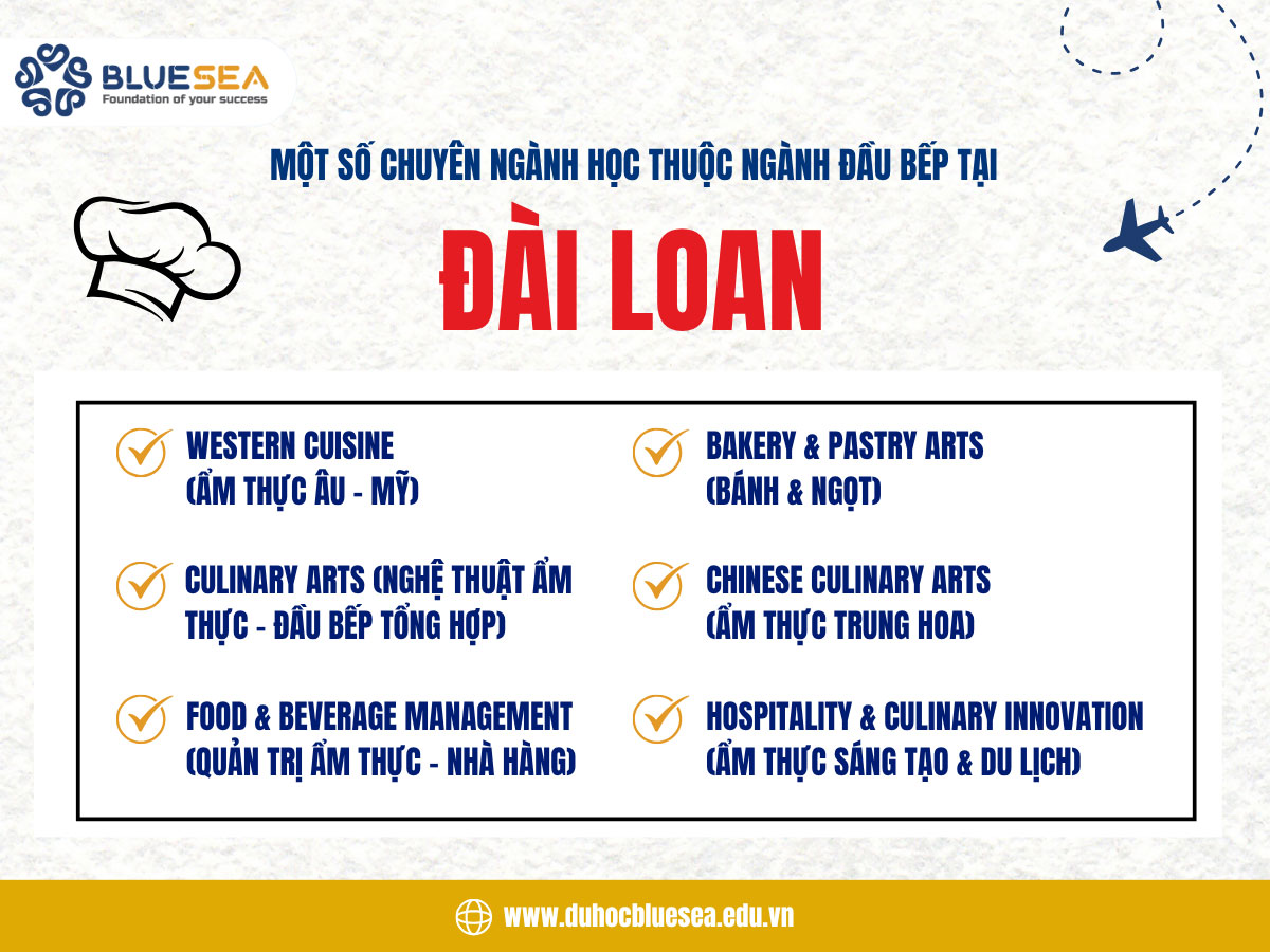 Một số chuyên ngành học thuộc ngành Đầu bếp tại Đài Loan