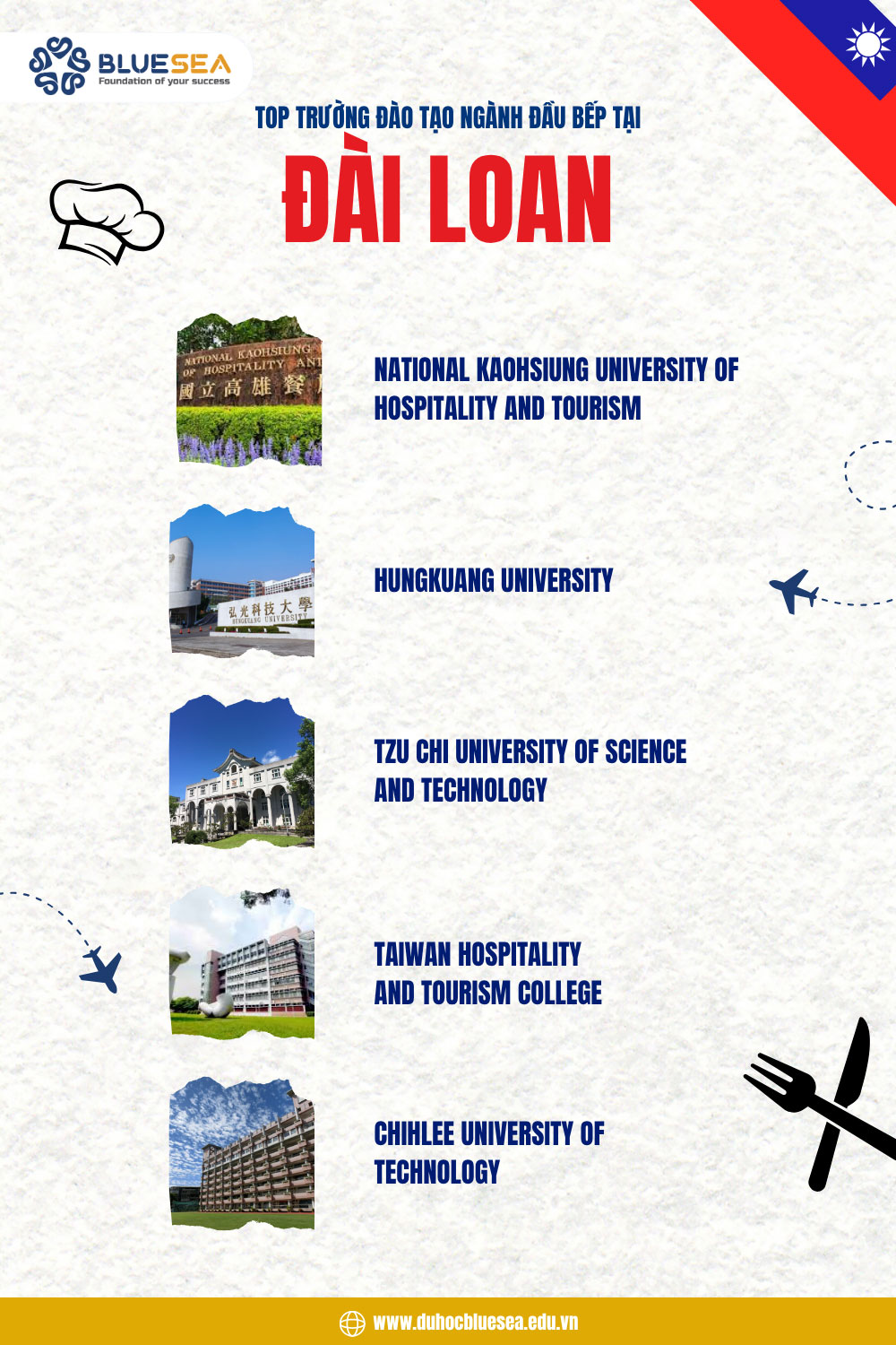 Top trường đào tạo ngành đầu bếp tại Đài Loan