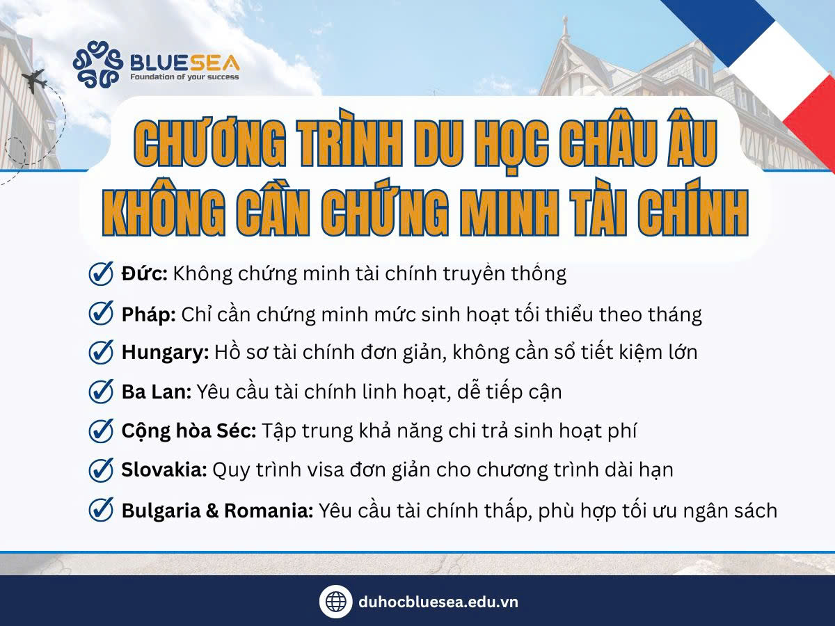 Chương trình du học châu Âu không cần chứng minh tài chính